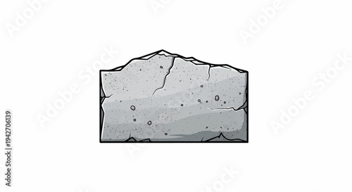 Grey cracked rock illustration with rough texture and uneven edges