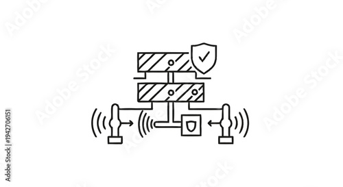 Secure Network Server With Wireless Access Points And Shield.
