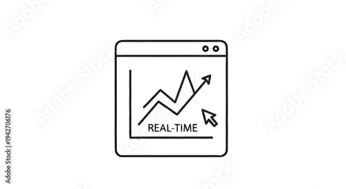 Real Time Analytics Graph on Computer Screen Icon.