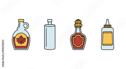 Syrup Bottle Line art vector clean contemporary abstract style