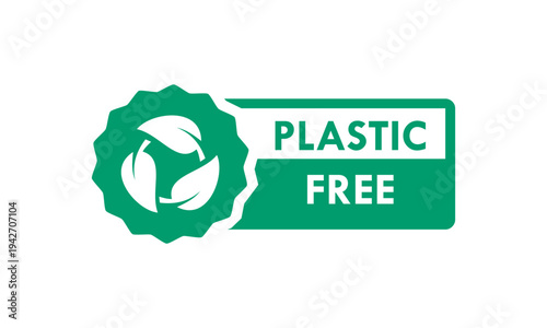 Plastic free logo template illustration. there are leafs. suitable for product label