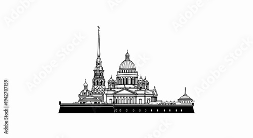 Ornate historical building with multiple domes and a tall spire