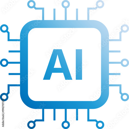 AI Processor Chip Technology Blue Gradient Icon