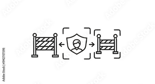 Security Barrier and Protected Person Icon.
