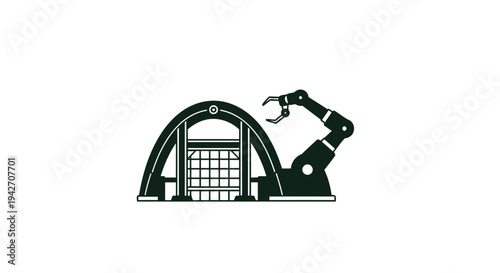 Robotic Arm Working on Industrial Building Structure.