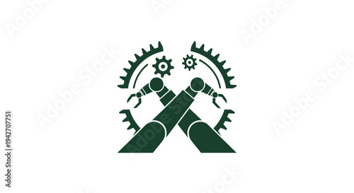 Robotic Arms and Gears Symbolizing Automation and Industry.