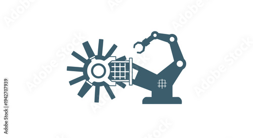 Robotic Arm Assembling Industrial Fan Component.
