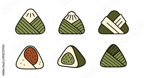 Sticky Rice Dumpling Line art modern creative abstract color design