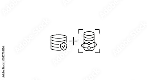 Secure Database and Network Connection Iconography.