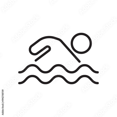 Minimal swimming line icon representing aquatic sports, pool activities and summer recreation
