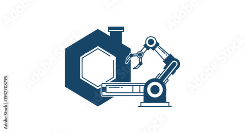 Robotic Arm Constructing a Hexagonal Building Structure.