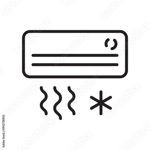 Minimal air conditioner line icon representing cooling systems, climate control and indoor comfort technology