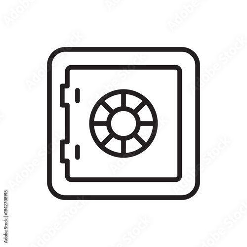 Minimal safe box line icon representing security storage, protected valuables and financial safety