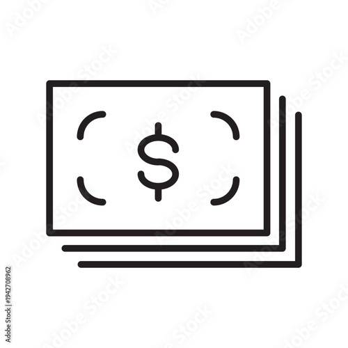 Minimal cash money line icon representing banknotes, payments and financial transactions