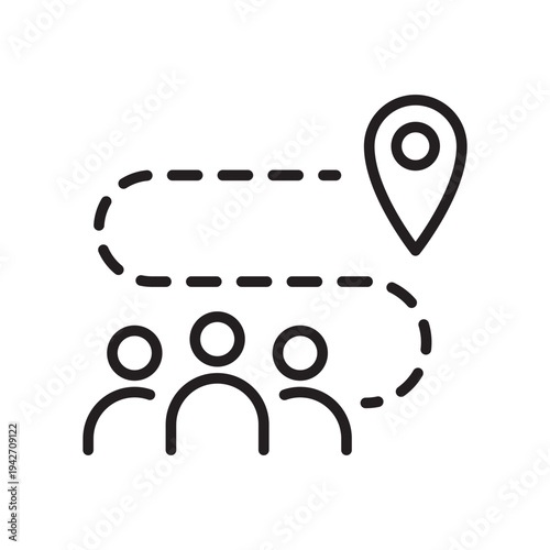 Group Route Line Icon – Team Journey Editable Vector