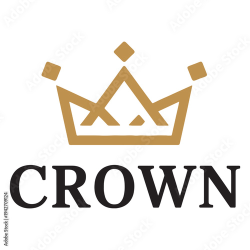 Elegant gold crown logo with the word crown beneath it in bold black letters