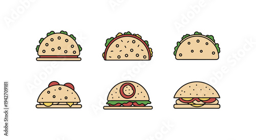 Tapas Line art vector set modern abstract artistic illustration