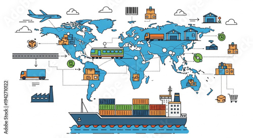 Global Shipping and Logistics Network Map.
