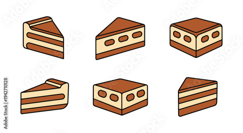 Tiramisu Line art vector set modern creative abstract color design