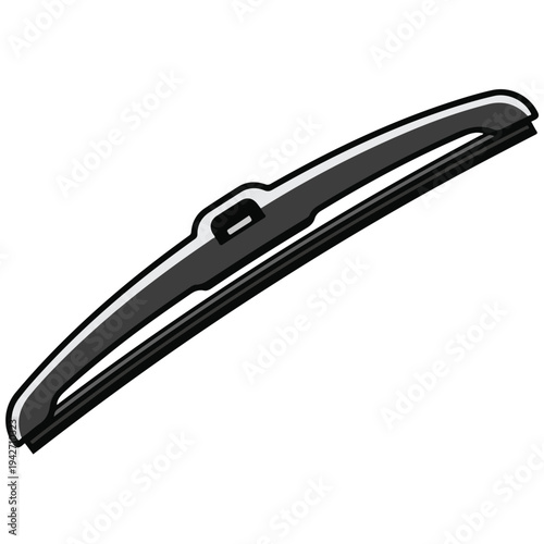 black windshield wiper blade flat vector illustration