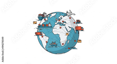 Global Shipping and Trade Illustration.