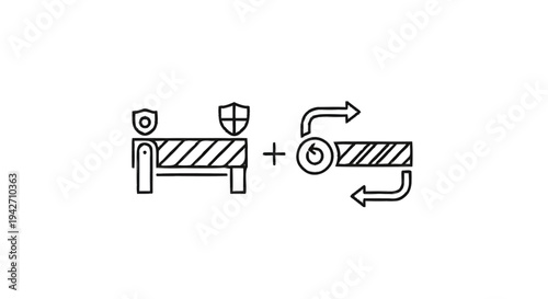 Security Barrier and Rotating Mechanism Icon.