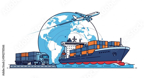 Global Shipping Cargo Ship Transport.