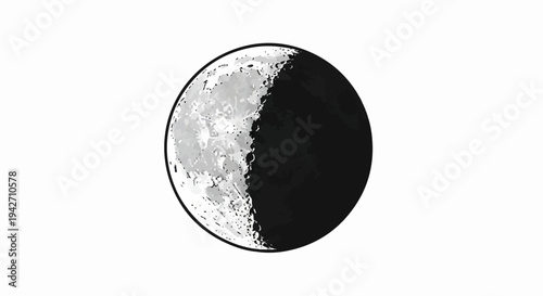 Stylized illustration of the Moon showing a crescent phase with texture on bright surface