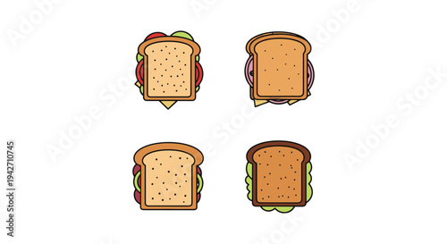 Toast Sandwich Line art vector dynamic modern abstract color