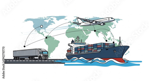 Global Shipping Cargo Ship Transportation.