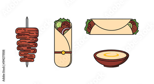 Lamb Shawarma Line art vector minimal abstract modern style