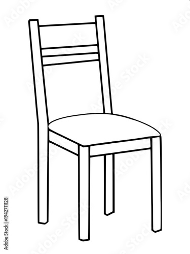 “Detailed black ink line illustration of a racing style gaming chair with headrest holes, curved back support, armrests and five wheel base, symmetrical front view, vector outline style.”