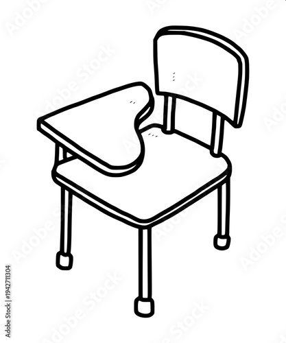“Detailed black ink line illustration of a racing style gaming chair with headrest holes, curved back support, armrests and five wheel base, symmetrical front view, vector outline style.”