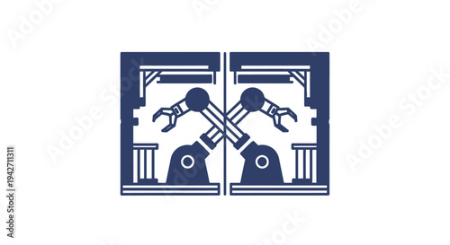 Robotic Arms Working Together in Industrial Setting.