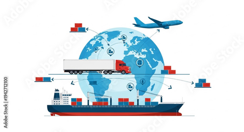 Global Shipping and Logistics Illustration.