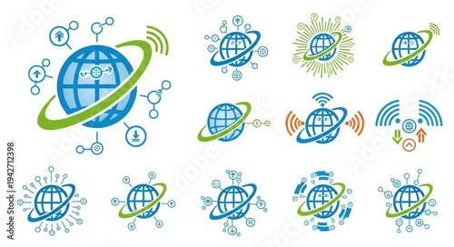 Global Network Connection Concepts with Earth and Orbit.