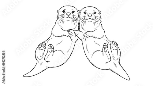Delightful Otter Duo: Two adorable otters float playfully together, a testament to companionship and aquatic charm.
