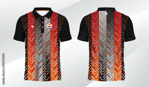 red and black polo sport shirt sublimation jersey template