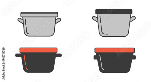 Stock Pot Line art vector set minimal digital abstract color illustration