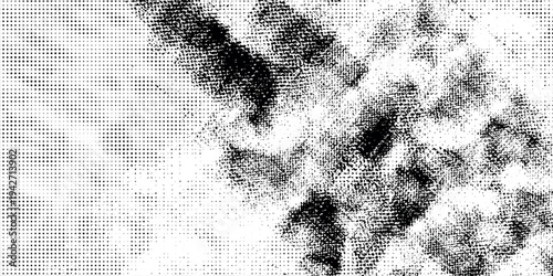 Worn Halftone Grunge Texture, Damaged Black White Fabric Background.