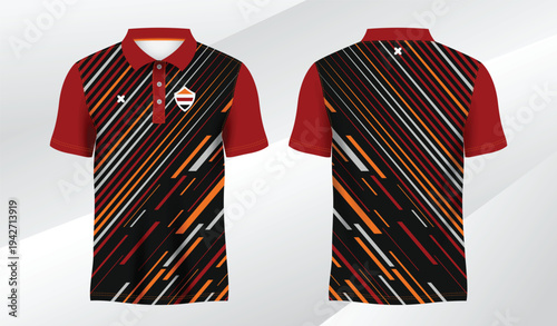 red and black polo sport shirt sublimation jersey template