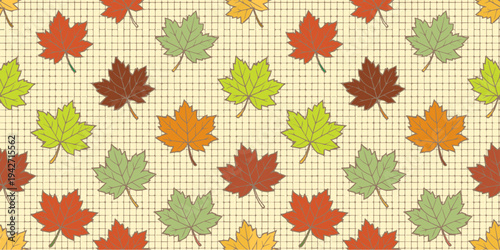 maple leaf seamless pattern Illustration Vector Seamless Background for Autumn Decor, Canadian Symbol Art, and Textile Design