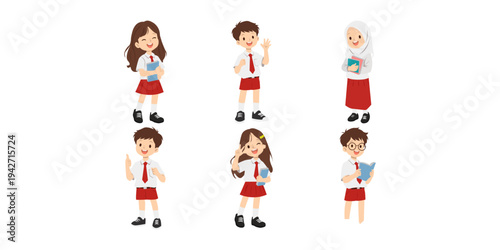 Illustration of School Students Indonesia