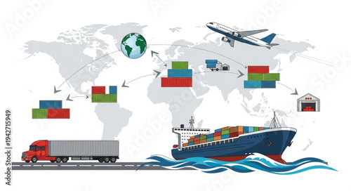Global Shipping Logistics Transportation Network.