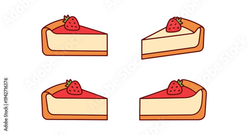 Strawberry Cheesecake Line art modern bold abstract artwork illustration