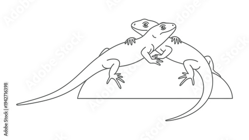 Two Lizards Embrace: An illustration of two lizards cuddling closely, symbolizing harmony, companionship, and a moment of tenderness.