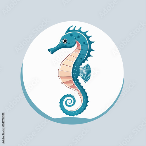 Stylized blue seahorse illustration, a charming aquatic creature from the ocean's depths, perfect for marine-themed designs