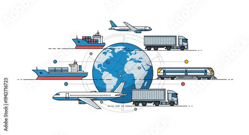 Global Transportation Modes Around Earth.
