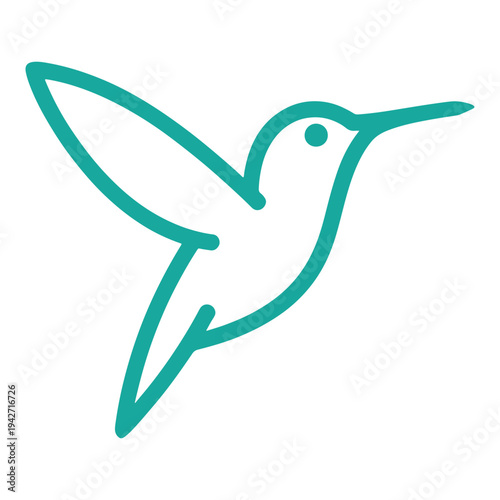 Graceful hummingbird in mid-flight with outstretched wings and long beak