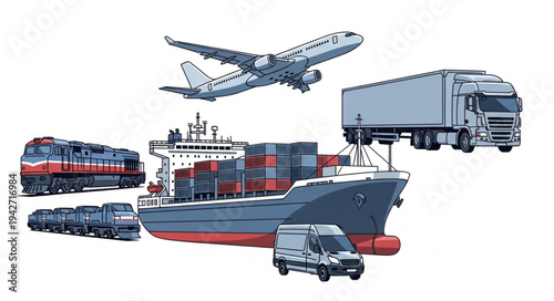 Global Transportation Modes Cargo Shipping.